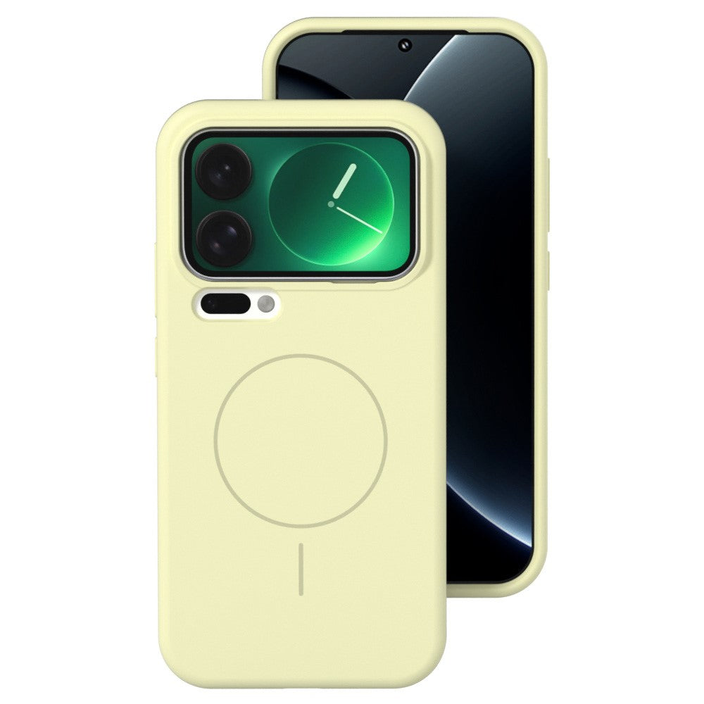 For Xiaomi 17 Pro Max Liquid Silicone Magnetic Case Skin-Touch Phone Cover - Yellow