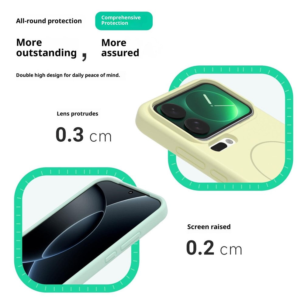 For Xiaomi 17 Pro Max Liquid Silicone Magnetic Case Skin-Touch Phone Cover - Yellow
