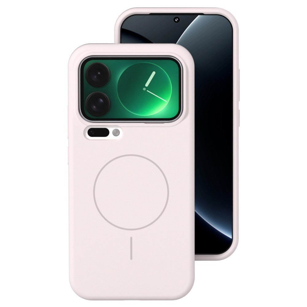 For Xiaomi 17 Pro Max Liquid Silicone Magnetic Case Skin-Touch Phone Cover - Pink