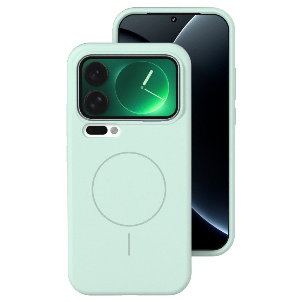 For Xiaomi 17 Pro Max Liquid Silicone Magnetic Case Skin-Touch Phone Cover - Mint Green