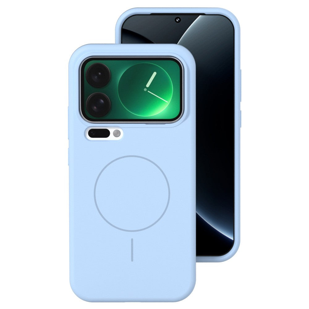 For Xiaomi 17 Pro Max Liquid Silicone Magnetic Case Skin-Touch Phone Cover - Sky Blue