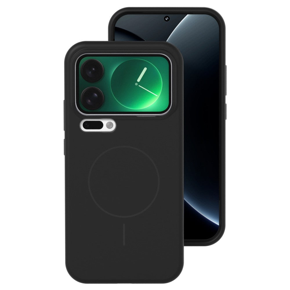 For Xiaomi 17 Pro Max Liquid Silicone Magnetic Case Skin-Touch Phone Cover - Black