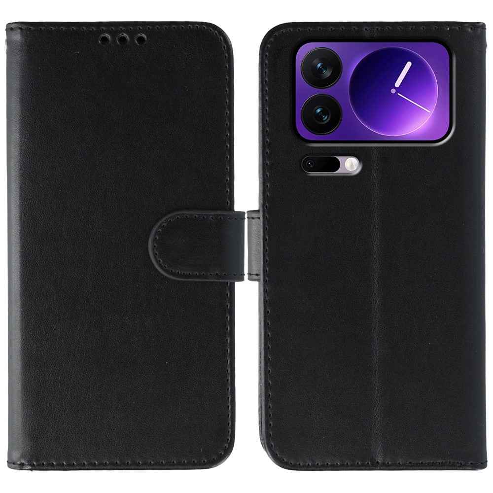 For Xiaomi 17 Pro Case PU Leather Flip Wallet Phone Cover with Strap - Black