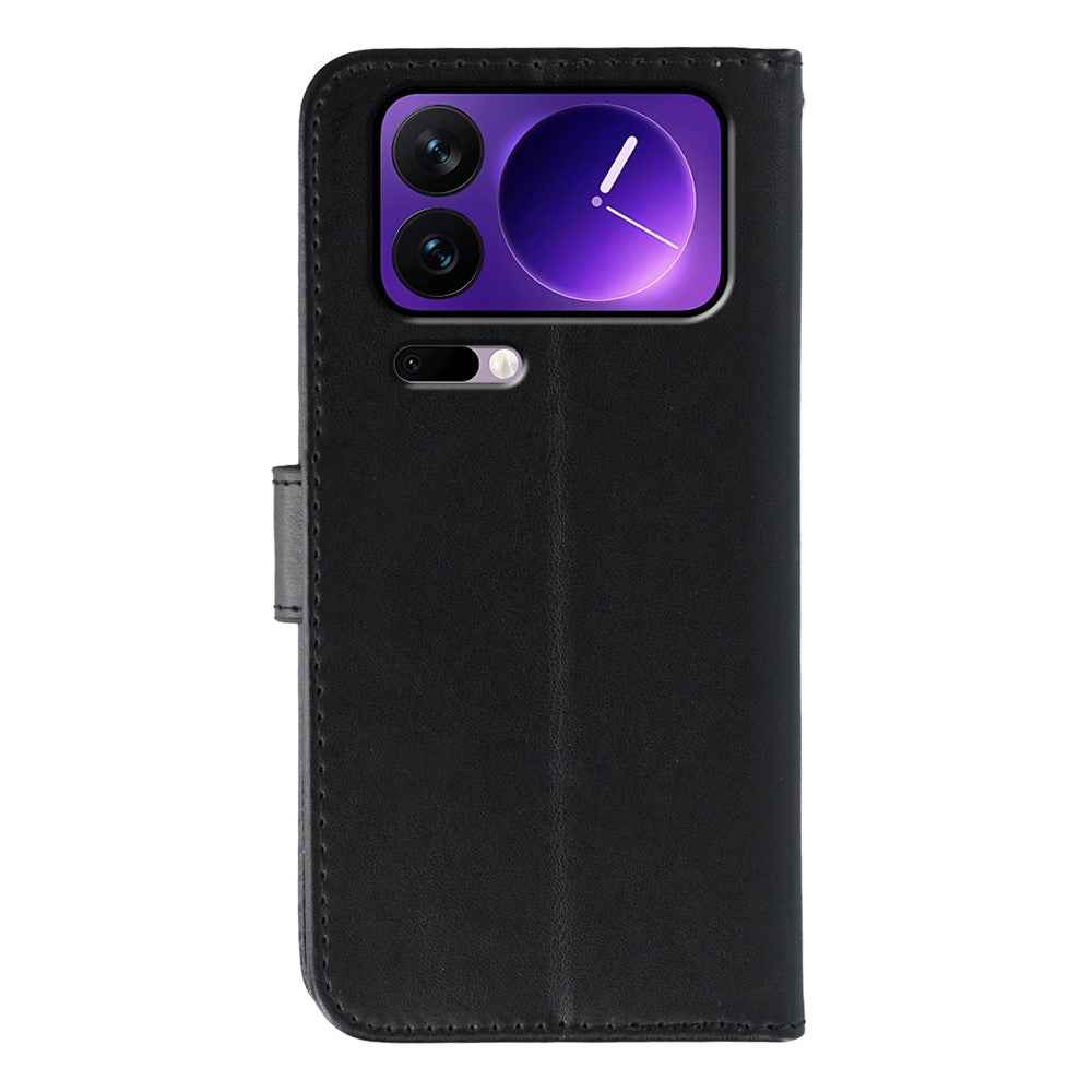 For Xiaomi 17 Pro Case PU Leather Flip Wallet Phone Cover with Strap - Black