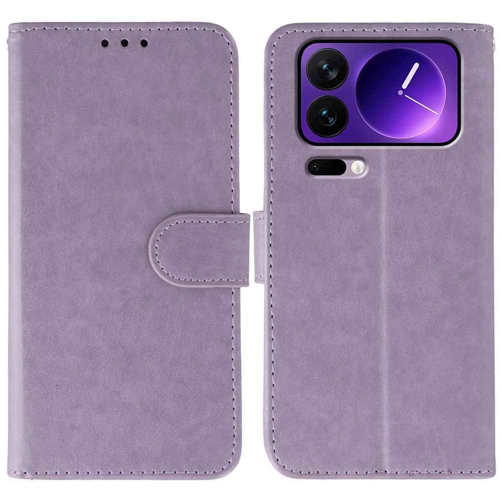For Xiaomi 17 Pro Case PU Leather Flip Wallet Phone Cover with Strap - Purple