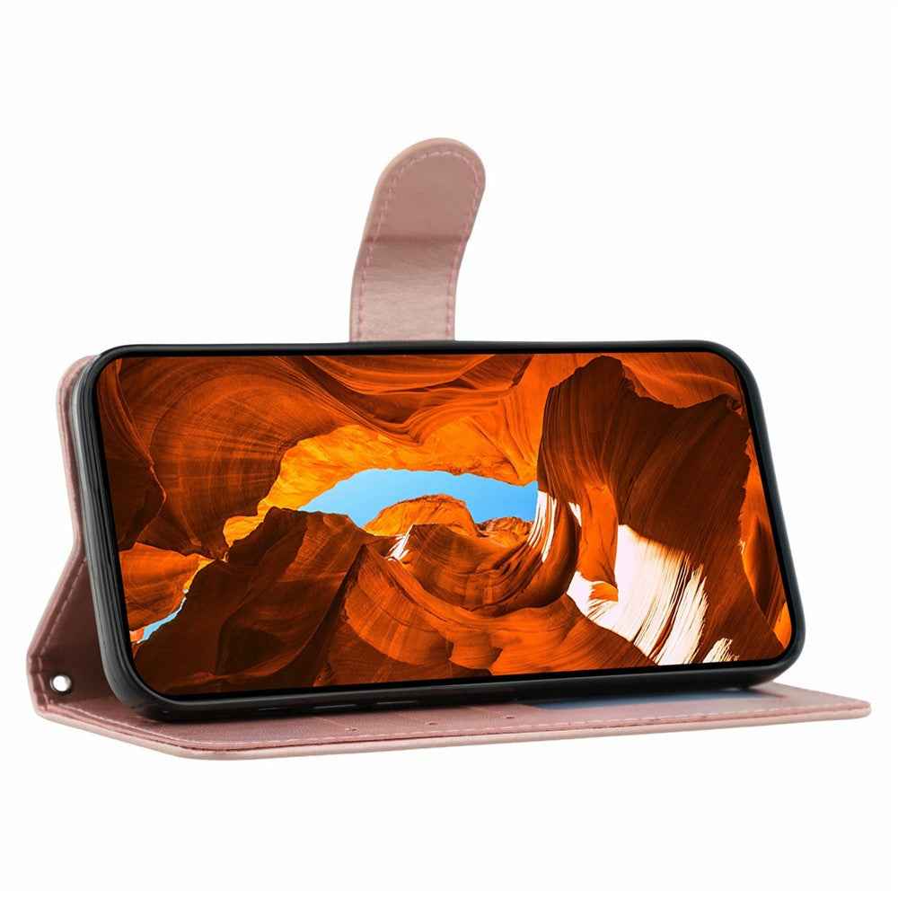 For Xiaomi 17 Pro Case PU Leather Flip Wallet Phone Cover with Strap - Rose Gold