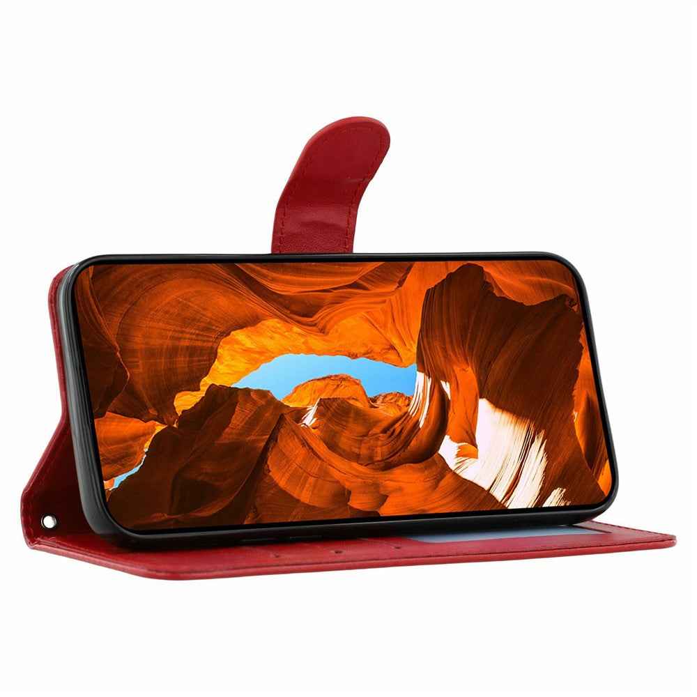 For Xiaomi 17 Pro Case PU Leather Flip Wallet Phone Cover with Strap - Red