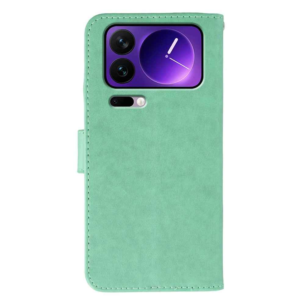 For Xiaomi 17 Pro Case PU Leather Flip Wallet Phone Cover with Strap - Green