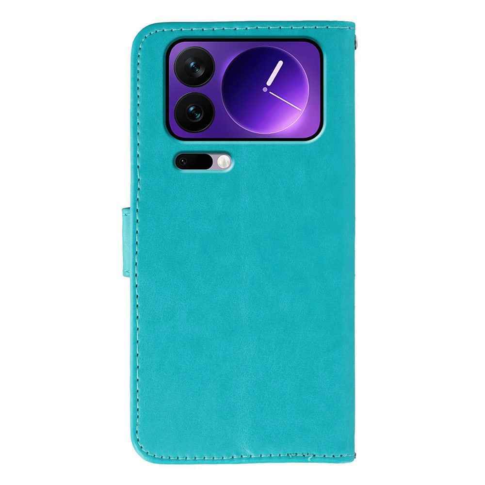 For Xiaomi 17 Pro Case PU Leather Flip Wallet Phone Cover with Strap - Blue