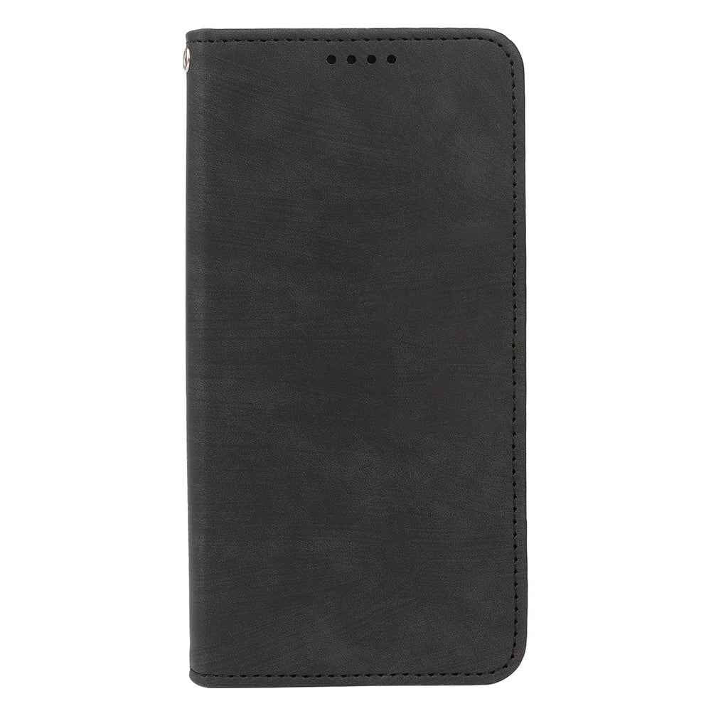 For Xiaomi 17 Pro Case Strong Magnetic Leather Wallet Phone Cover with Striped Texture - Black