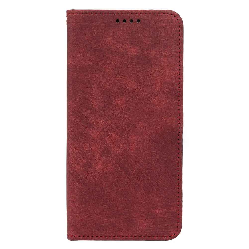 For Xiaomi 17 Pro Case Strong Magnetic Leather Wallet Phone Cover with Striped Texture - Red