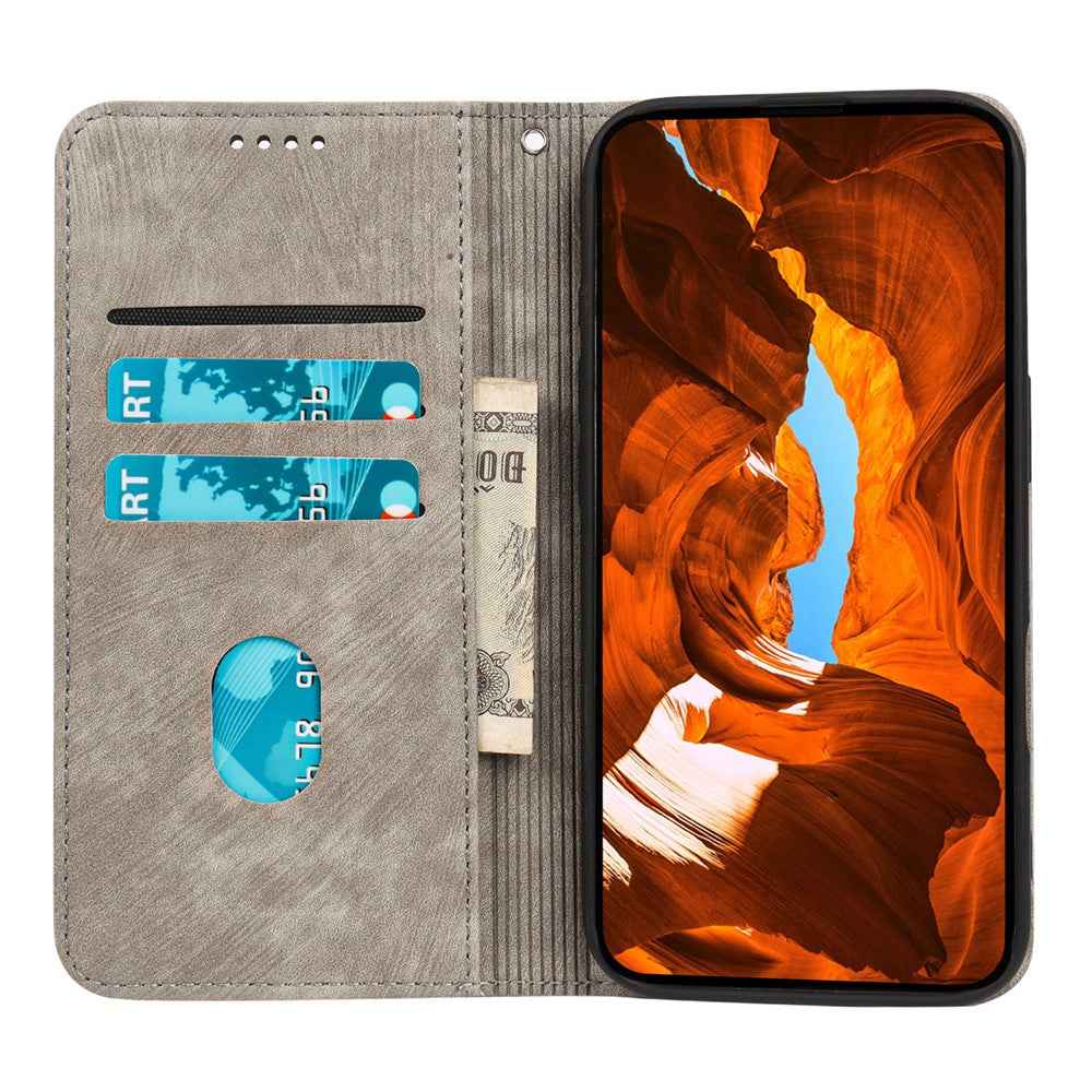For Xiaomi 17 Pro Case Strong Magnetic Leather Wallet Phone Cover with Striped Texture - Grey