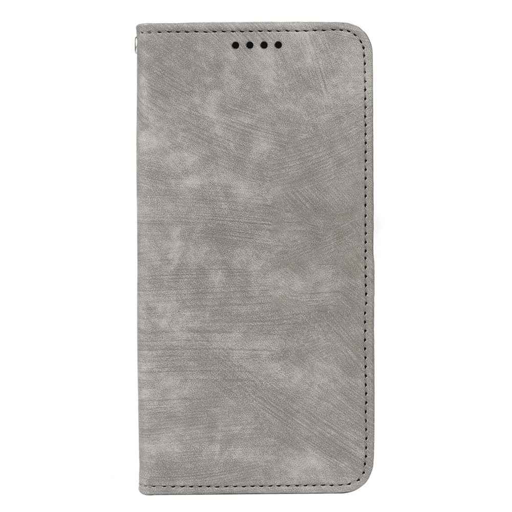 For Xiaomi 17 Pro Case Strong Magnetic Leather Wallet Phone Cover with Striped Texture - Grey