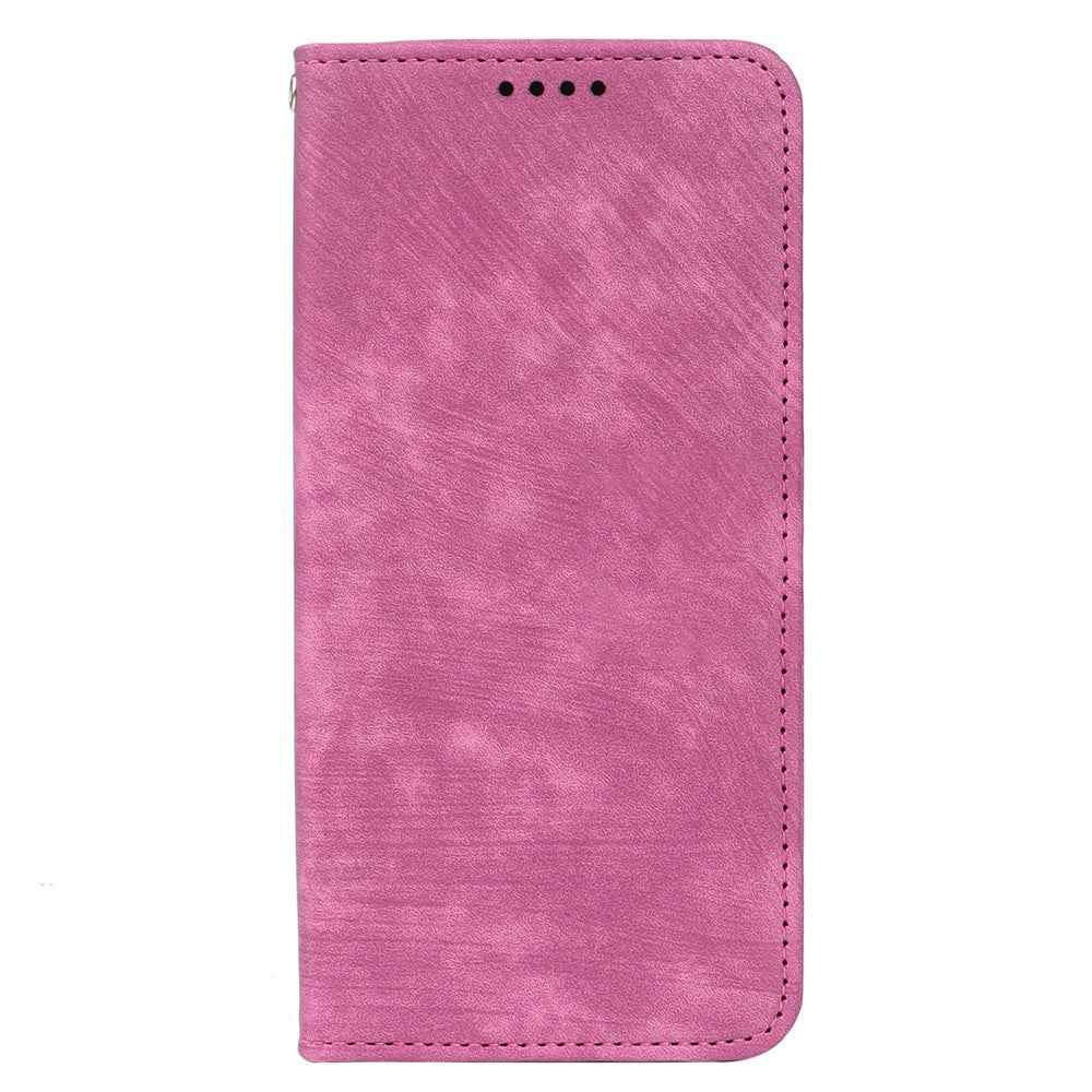 For Xiaomi 17 Pro Case Strong Magnetic Leather Wallet Phone Cover with Striped Texture - Rose