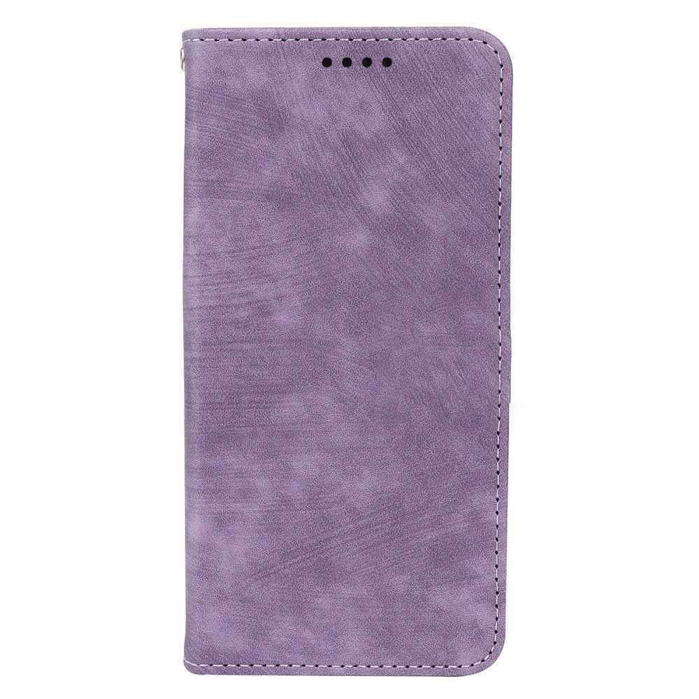 For Xiaomi 17 Pro Case Strong Magnetic Leather Wallet Phone Cover with Striped Texture - Purple