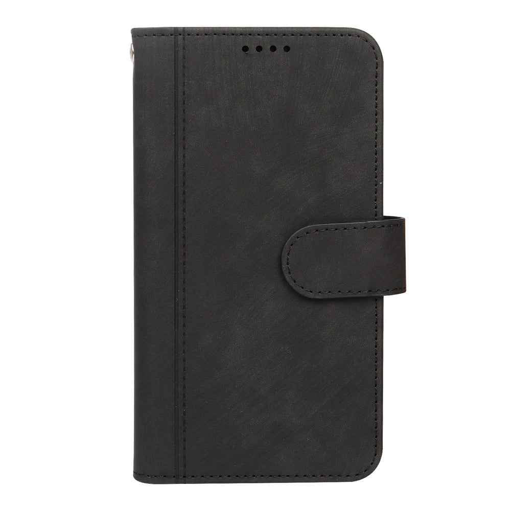 For Xiaomi 17 Pro Leather Case Line Pattern Wallet Phone Cover with 9 Card Slots - Black
