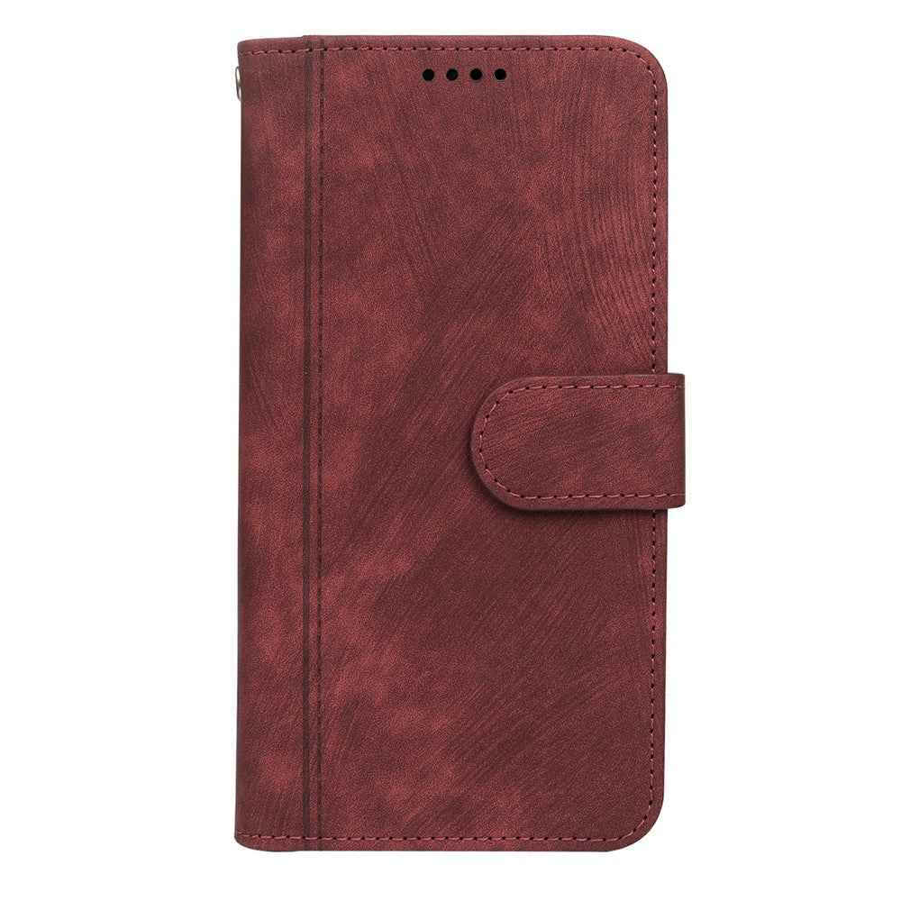For Xiaomi 17 Pro Leather Case Line Pattern Wallet Phone Cover with 9 Card Slots - Red