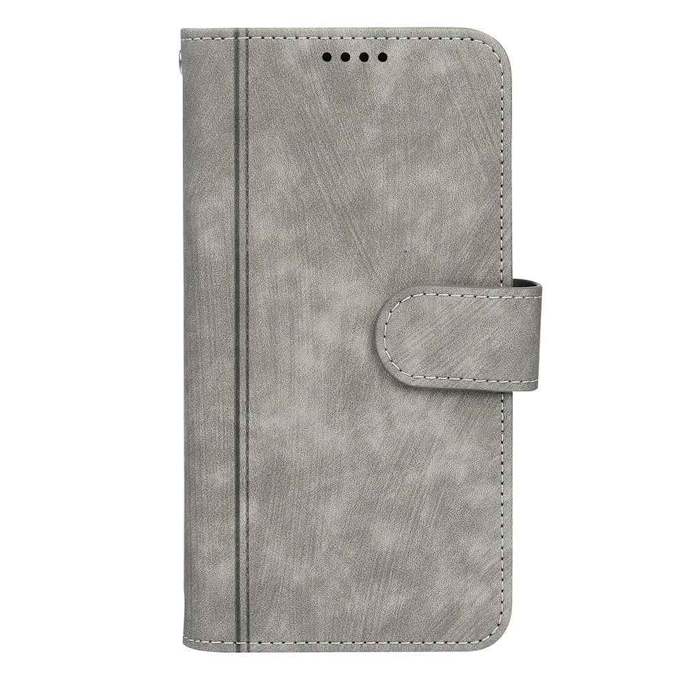 For Xiaomi 17 Pro Leather Case Line Pattern Wallet Phone Cover with 9 Card Slots - Grey