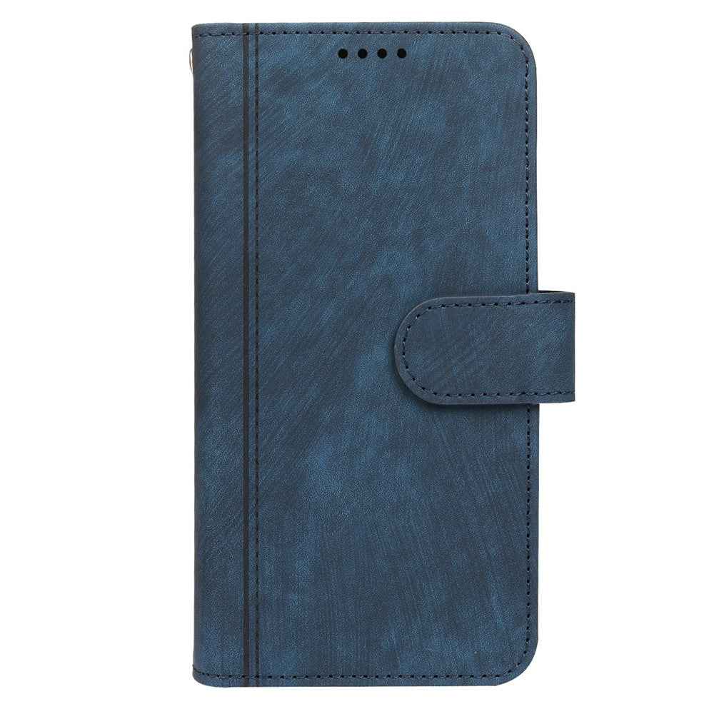 For Xiaomi 17 Pro Leather Case Line Pattern Wallet Phone Cover with 9 Card Slots - Blue