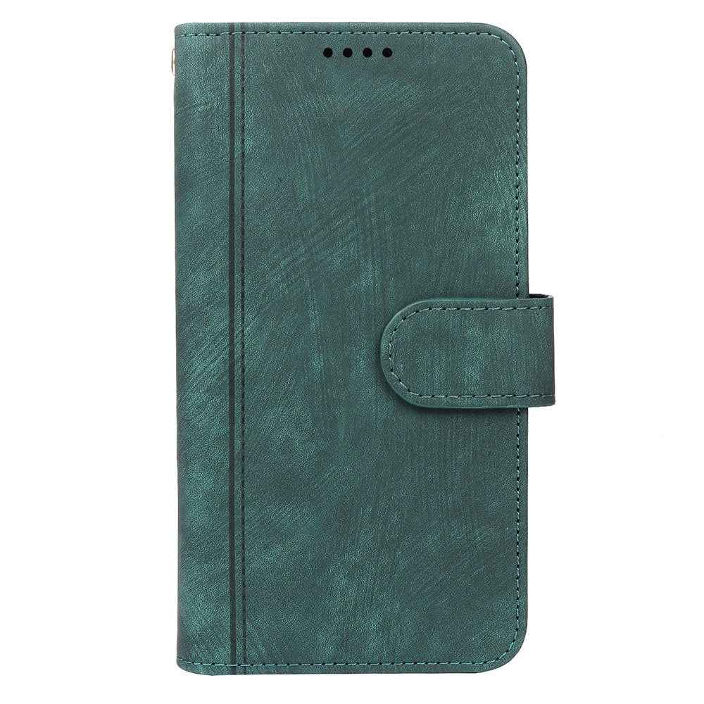 For Xiaomi 17 Pro Leather Case Line Pattern Wallet Phone Cover with 9 Card Slots - Green