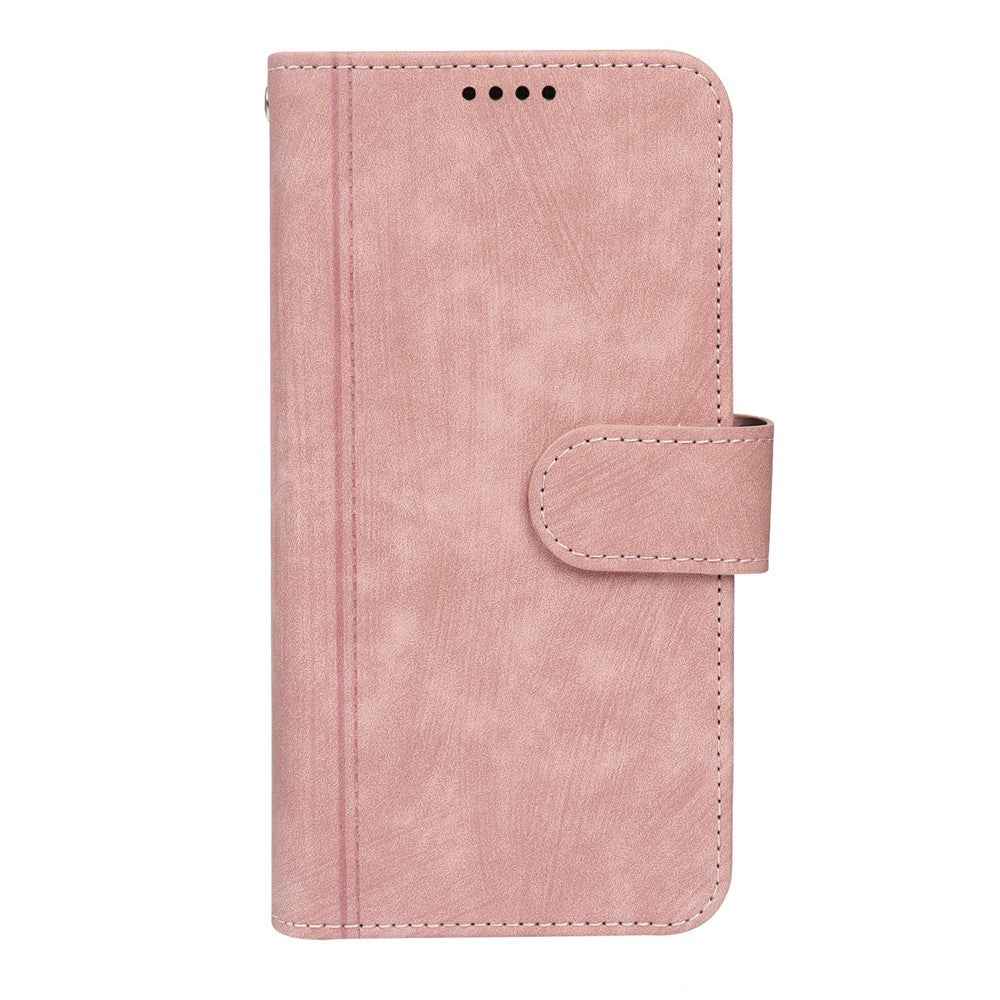 For Xiaomi 17 Pro Leather Case Line Pattern Wallet Phone Cover with 9 Card Slots - Rose Gold