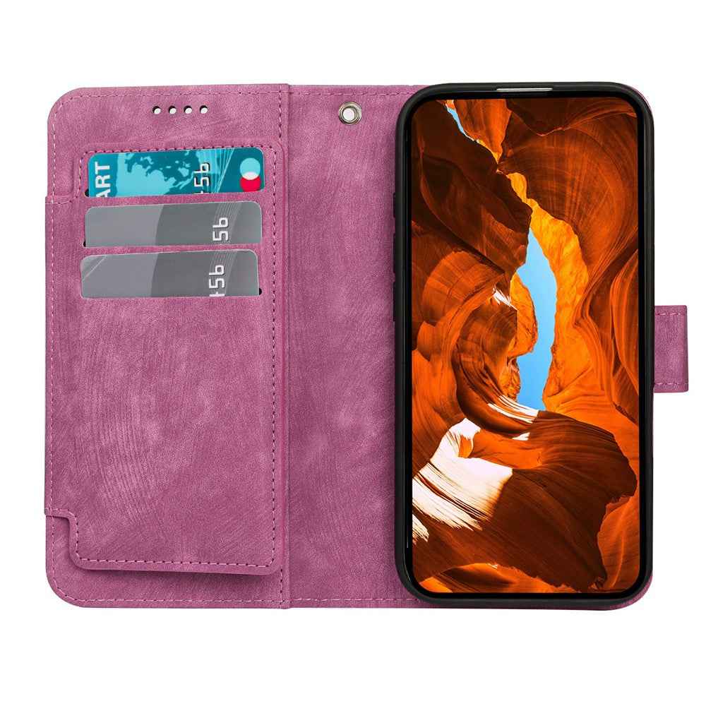 For Xiaomi 17 Pro Leather Case Line Pattern Wallet Phone Cover with 9 Card Slots - Rose