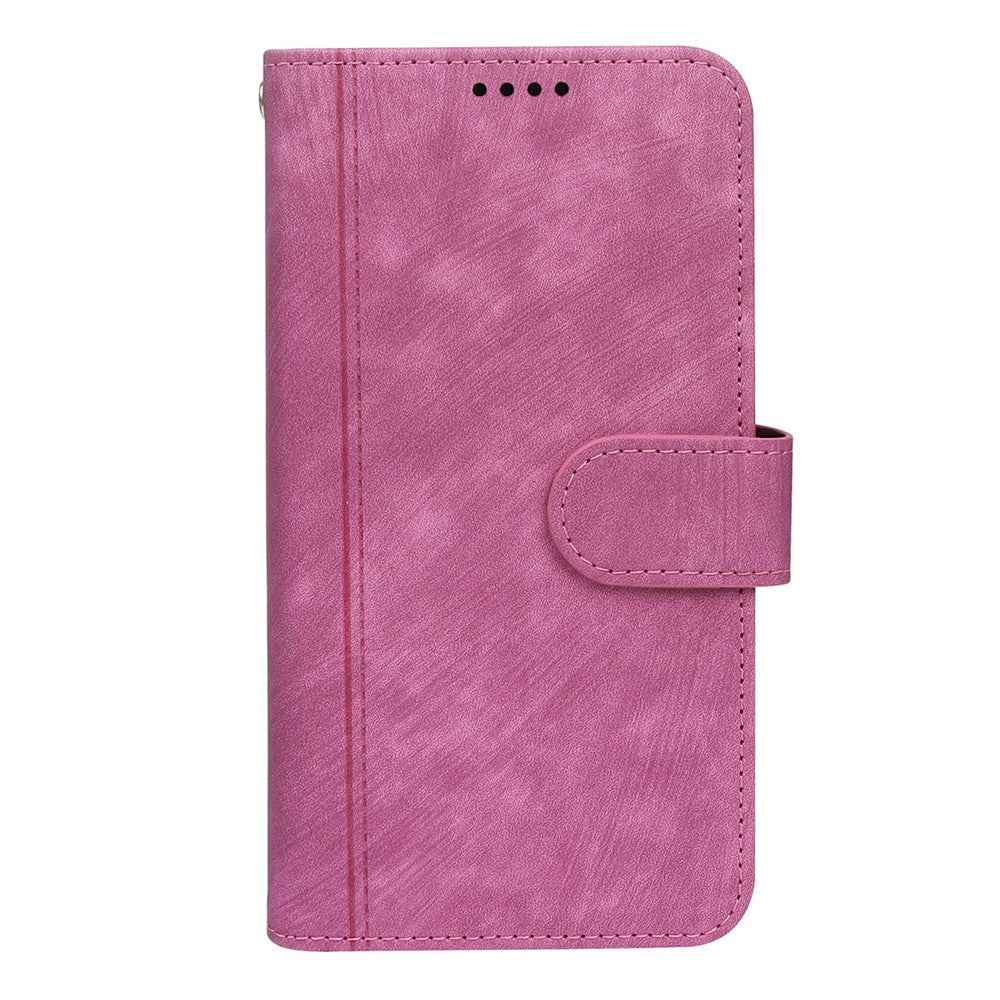 For Xiaomi 17 Pro Leather Case Line Pattern Wallet Phone Cover with 9 Card Slots - Rose