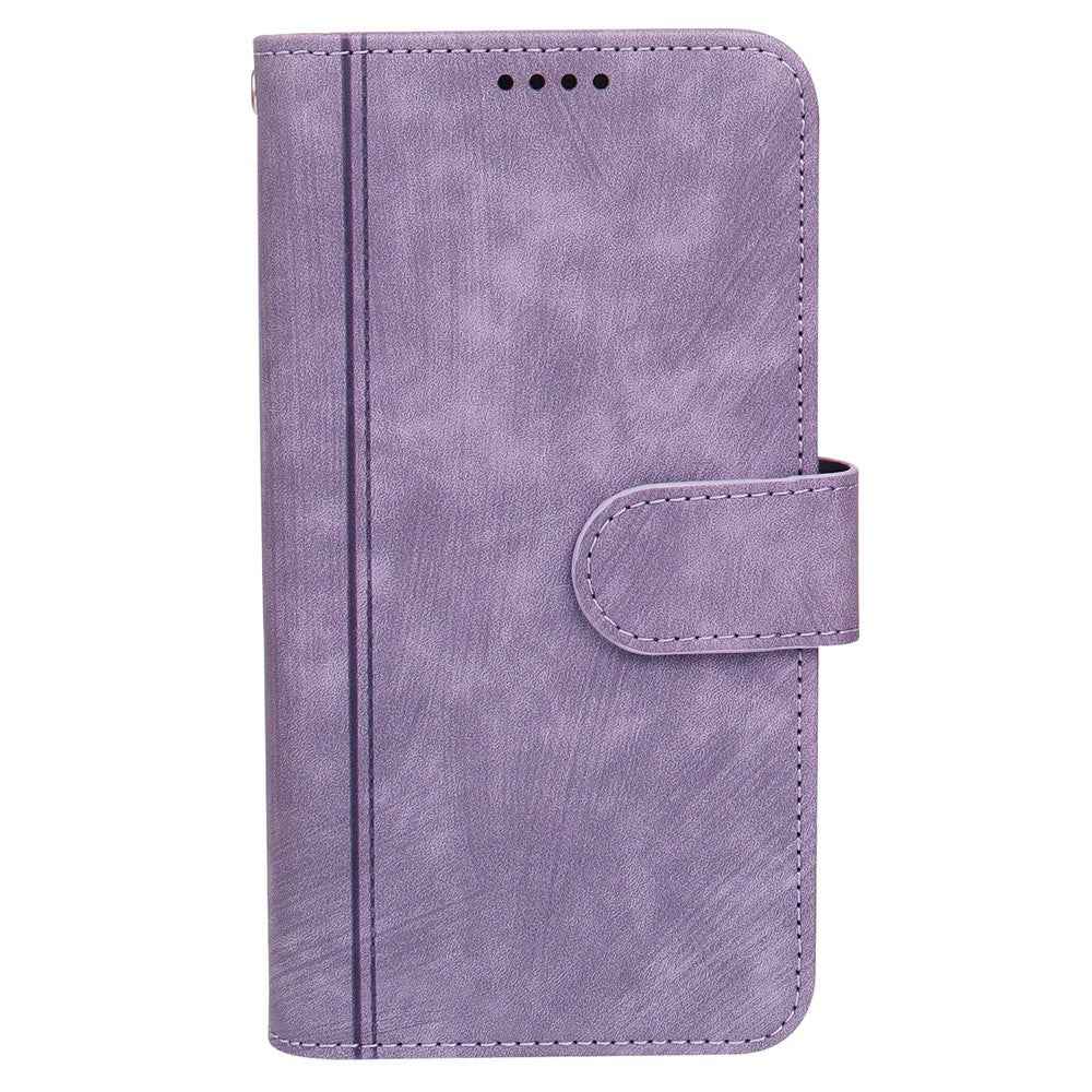 For Xiaomi 17 Pro Leather Case Line Pattern Wallet Phone Cover with 9 Card Slots - Purple