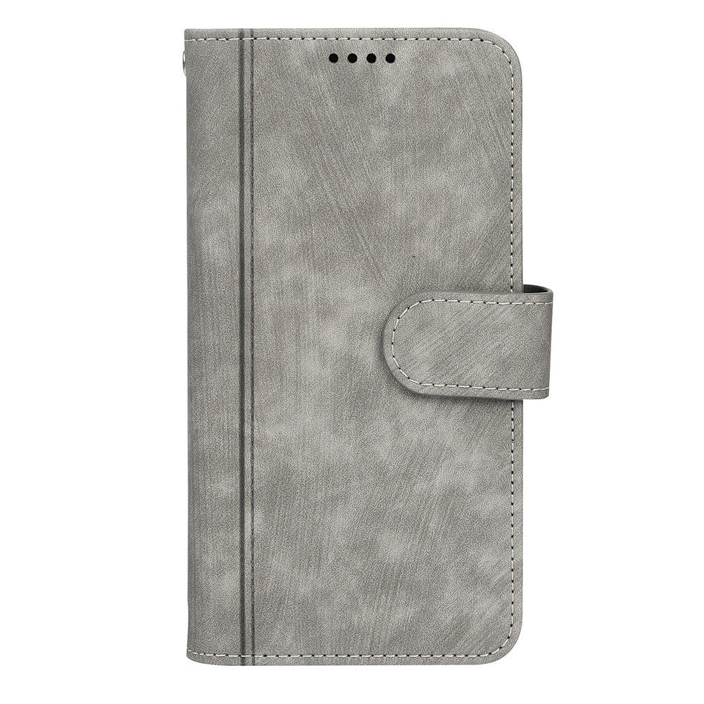 For Xiaomi 17 Pro Max Leather Case Line Pattern Wallet Phone Cover with 9 Card Slots - Grey
