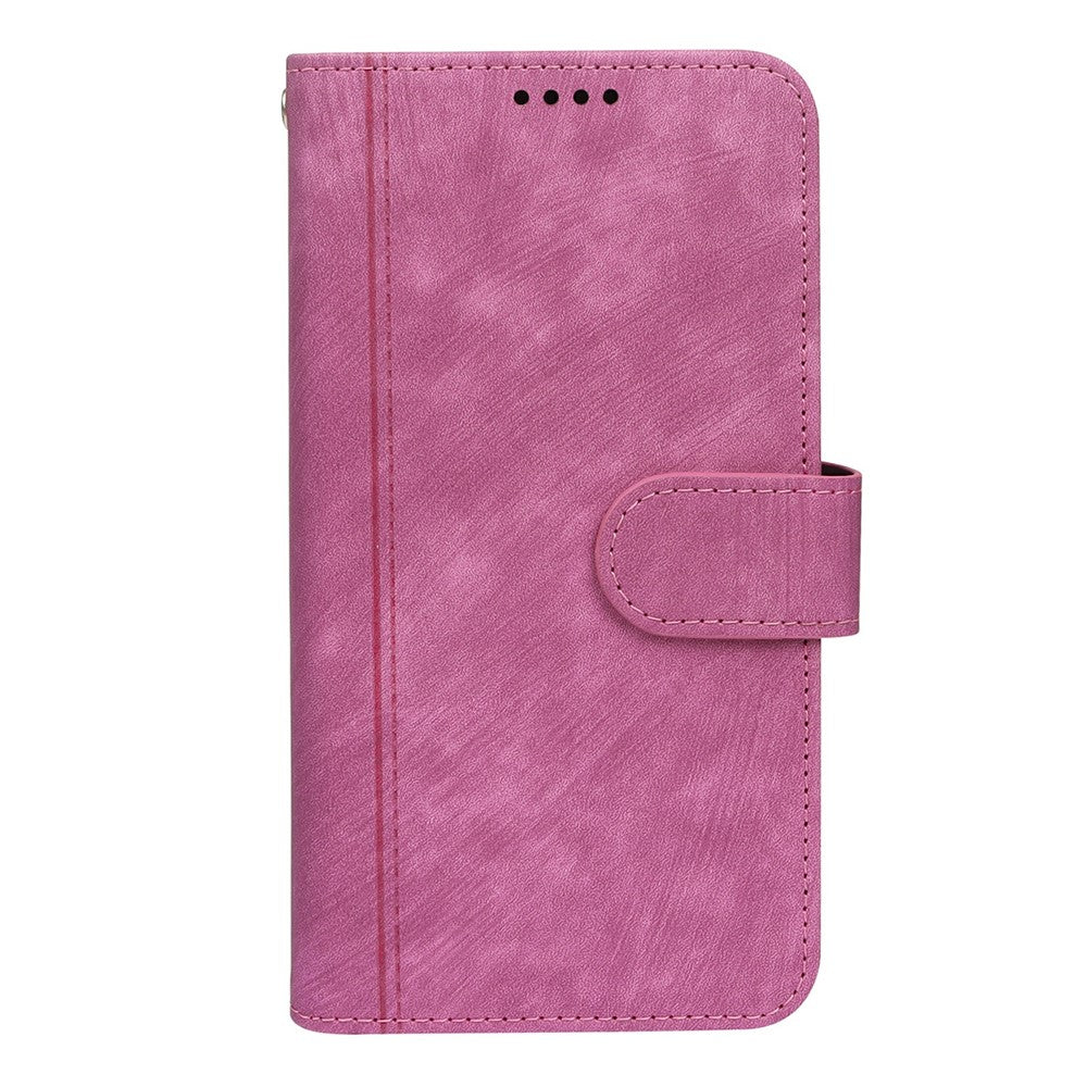 For Xiaomi 17 Pro Max Leather Case Line Pattern Wallet Phone Cover with 9 Card Slots - Rose