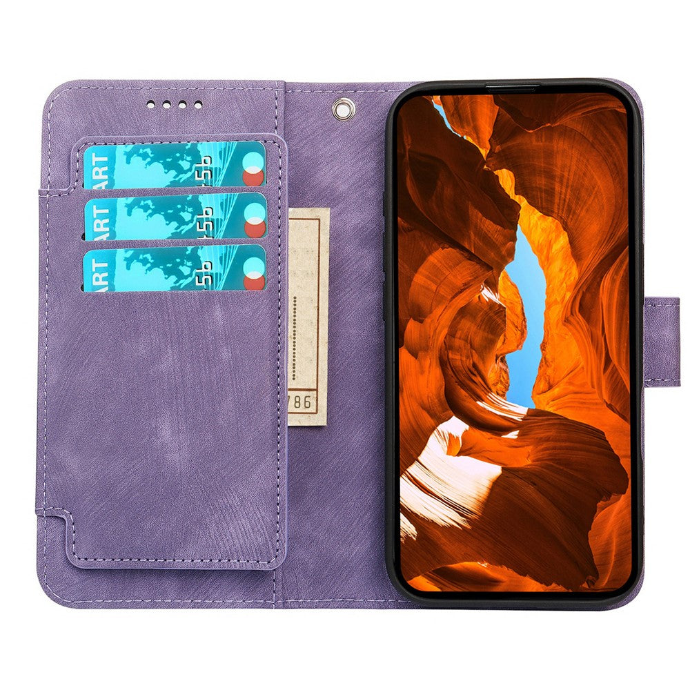 For Xiaomi 17 Pro Max Leather Case Line Pattern Wallet Phone Cover with 9 Card Slots - Purple