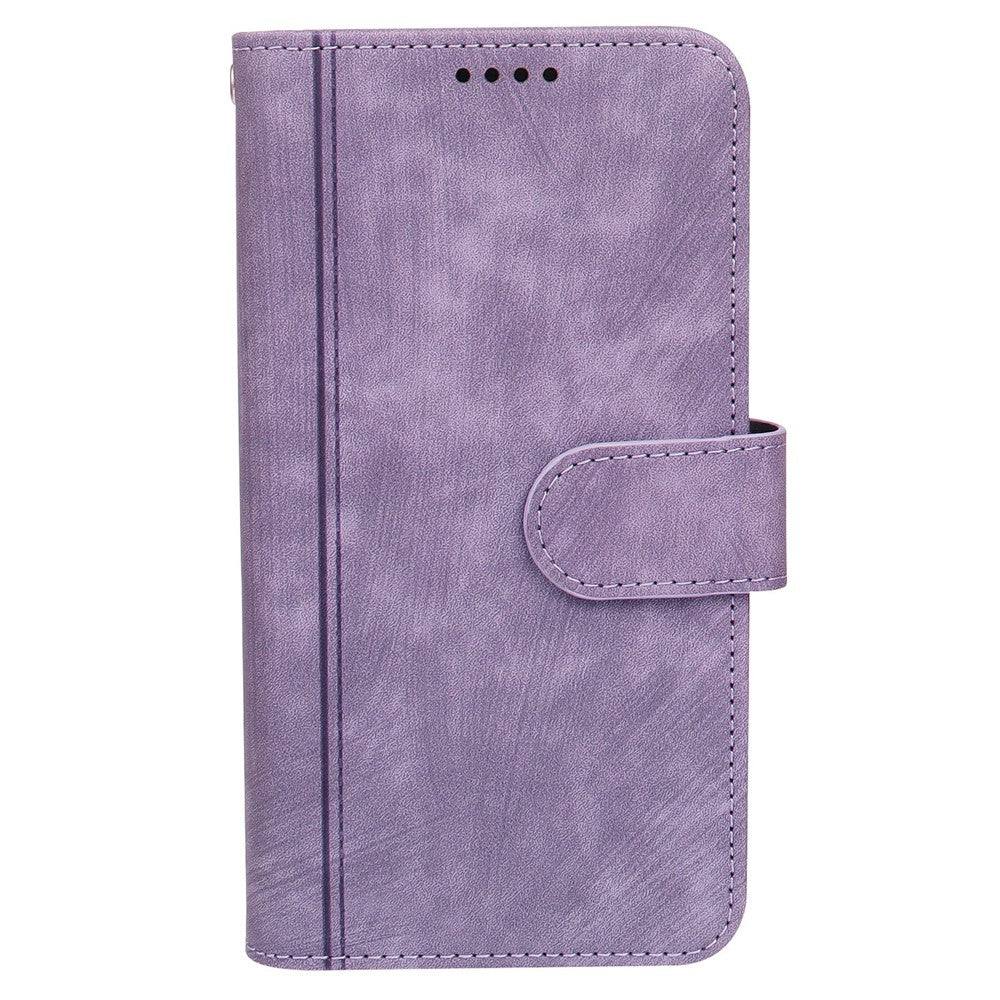 For Xiaomi 17 Pro Max Leather Case Line Pattern Wallet Phone Cover with 9 Card Slots - Purple