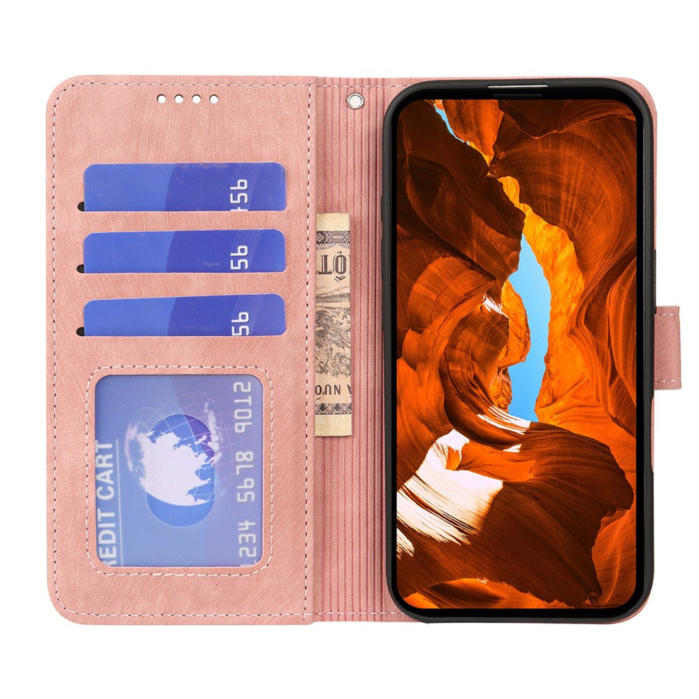 For Xiaomi 17 Pro Max Case Strong Magnetic Leather Wallet Phone Cover with Striped Texture - Rose Gold