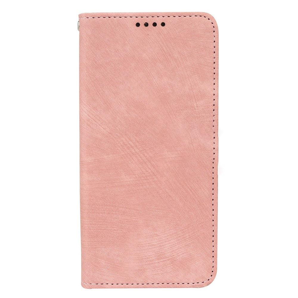 For Xiaomi 17 Pro Max Case Strong Magnetic Leather Wallet Phone Cover with Striped Texture - Rose Gold