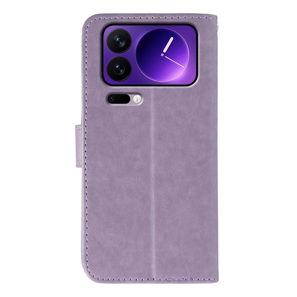 For Xiaomi 17 Pro Max Case PU Leather Flip Wallet Phone Cover with Strap - Purple