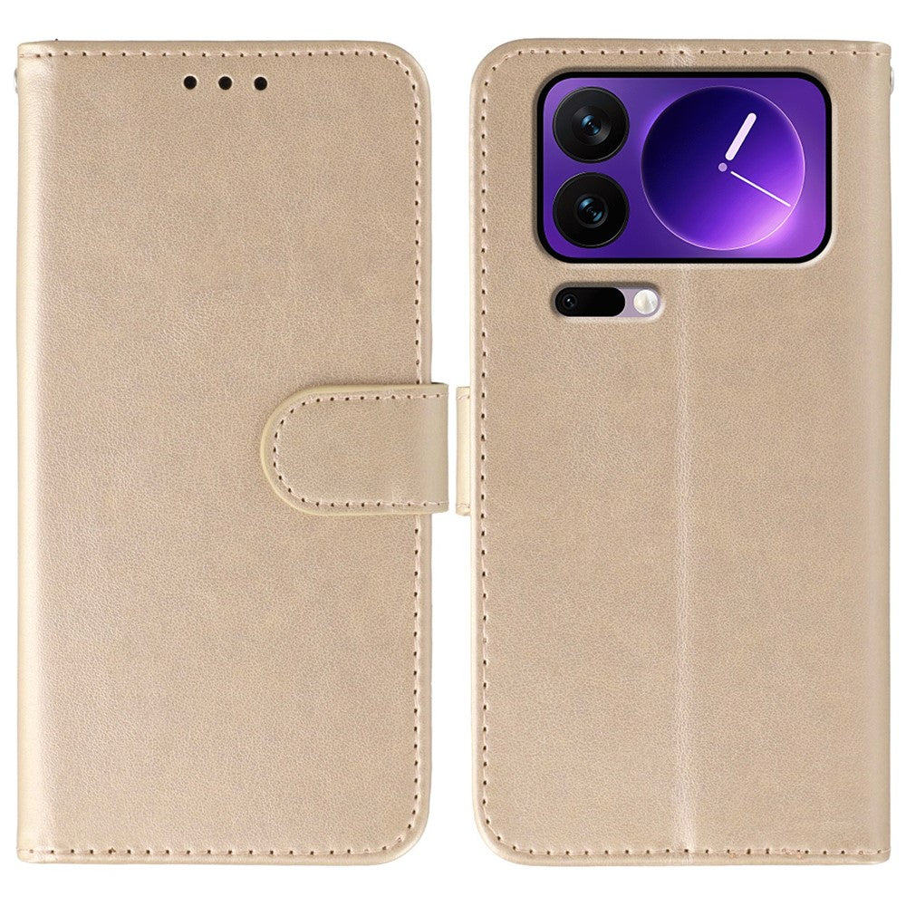 For Xiaomi 17 Pro Max Case PU Leather Flip Wallet Phone Cover with Strap - Rose Gold