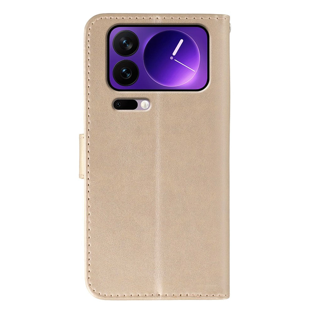 For Xiaomi 17 Pro Max Case PU Leather Flip Wallet Phone Cover with Strap - Rose Gold