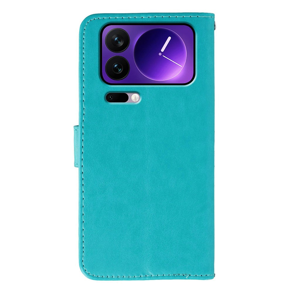 For Xiaomi 17 Pro Max Case PU Leather Flip Wallet Phone Cover with Strap - Blue