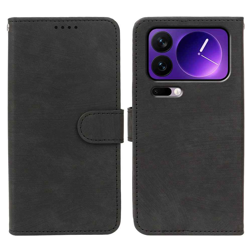 For Xiaomi 17 Pro Case Flip Wallet Striped Texture Leather Phone Cover - Black