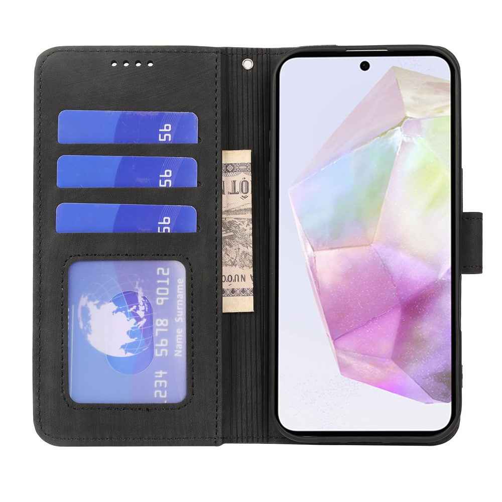 For Xiaomi 17 Pro Case Flip Wallet Striped Texture Leather Phone Cover - Black
