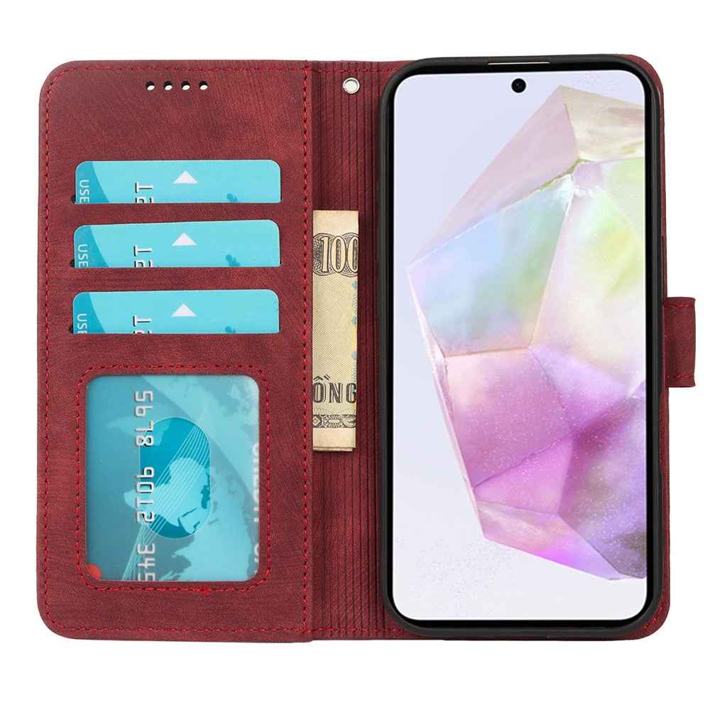 For Xiaomi 17 Pro Case Flip Wallet Striped Texture Leather Phone Cover - Red