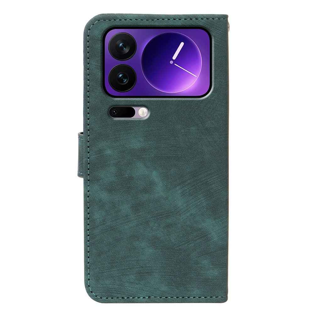 For Xiaomi 17 Pro Case Flip Wallet Striped Texture Leather Phone Cover - Green