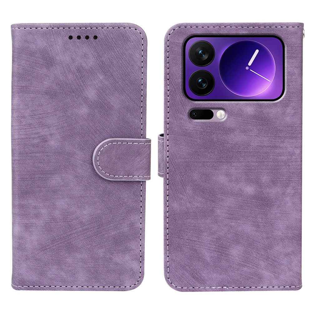 For Xiaomi 17 Pro Case Flip Wallet Striped Texture Leather Phone Cover - Purple