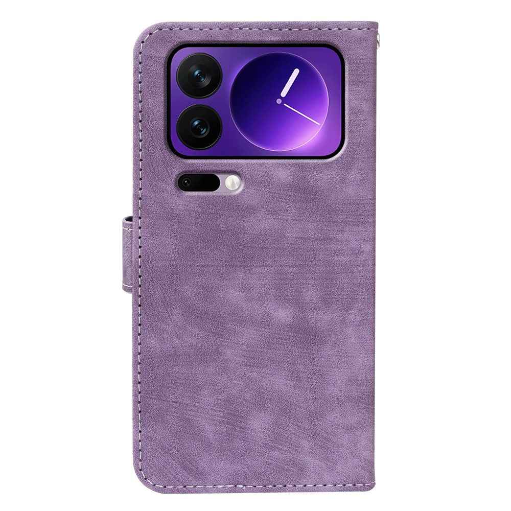 For Xiaomi 17 Pro Case Flip Wallet Striped Texture Leather Phone Cover - Purple
