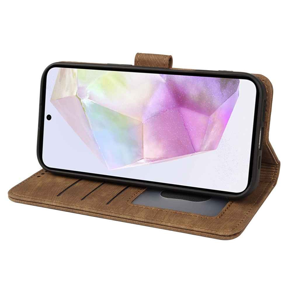 For Xiaomi 17 Pro Case Flip Wallet Striped Texture Leather Phone Cover - Brown
