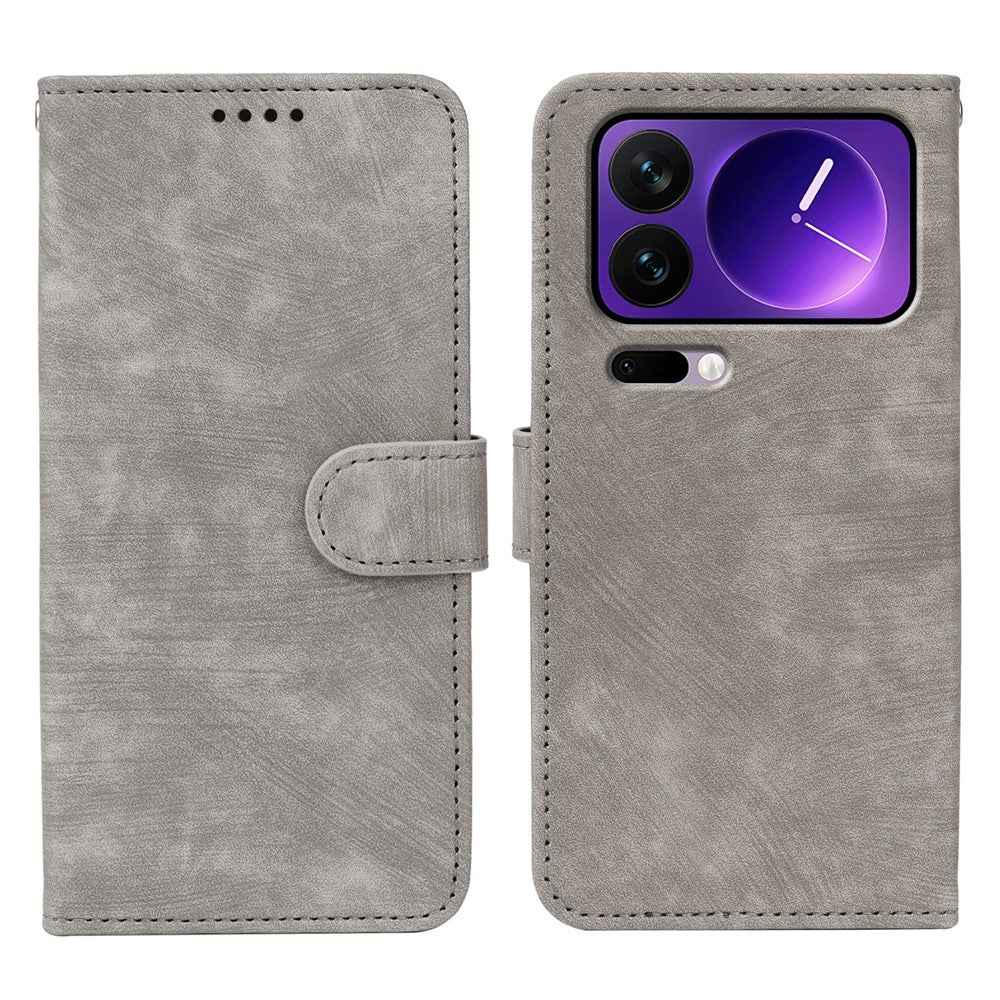 For Xiaomi 17 Pro Case Flip Wallet Striped Texture Leather Phone Cover - Grey