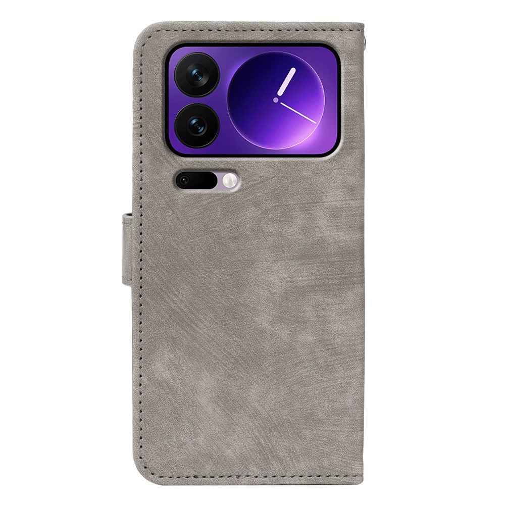 For Xiaomi 17 Pro Case Flip Wallet Striped Texture Leather Phone Cover - Grey