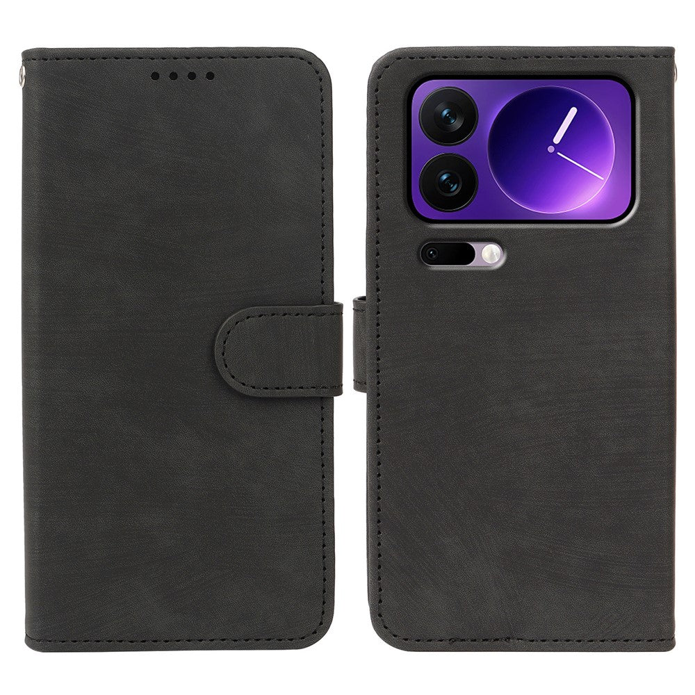 For Xiaomi 17 Pro Max Case Flip Wallet Striped Texture Leather Phone Cover - Black