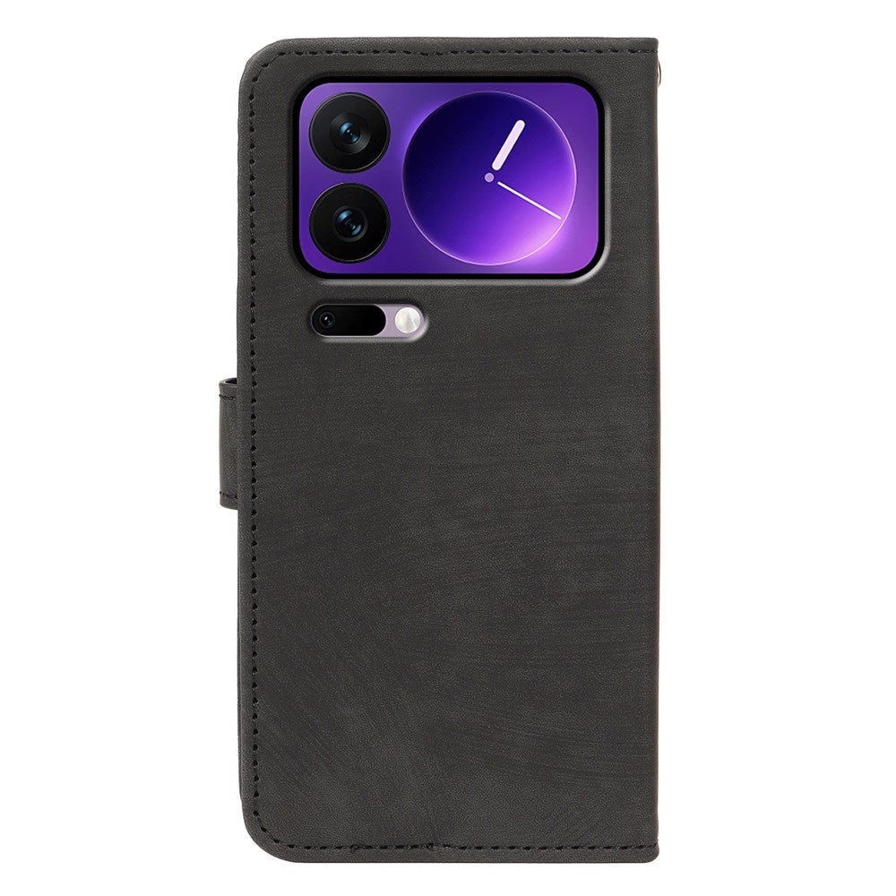 For Xiaomi 17 Pro Max Case Flip Wallet Striped Texture Leather Phone Cover - Black