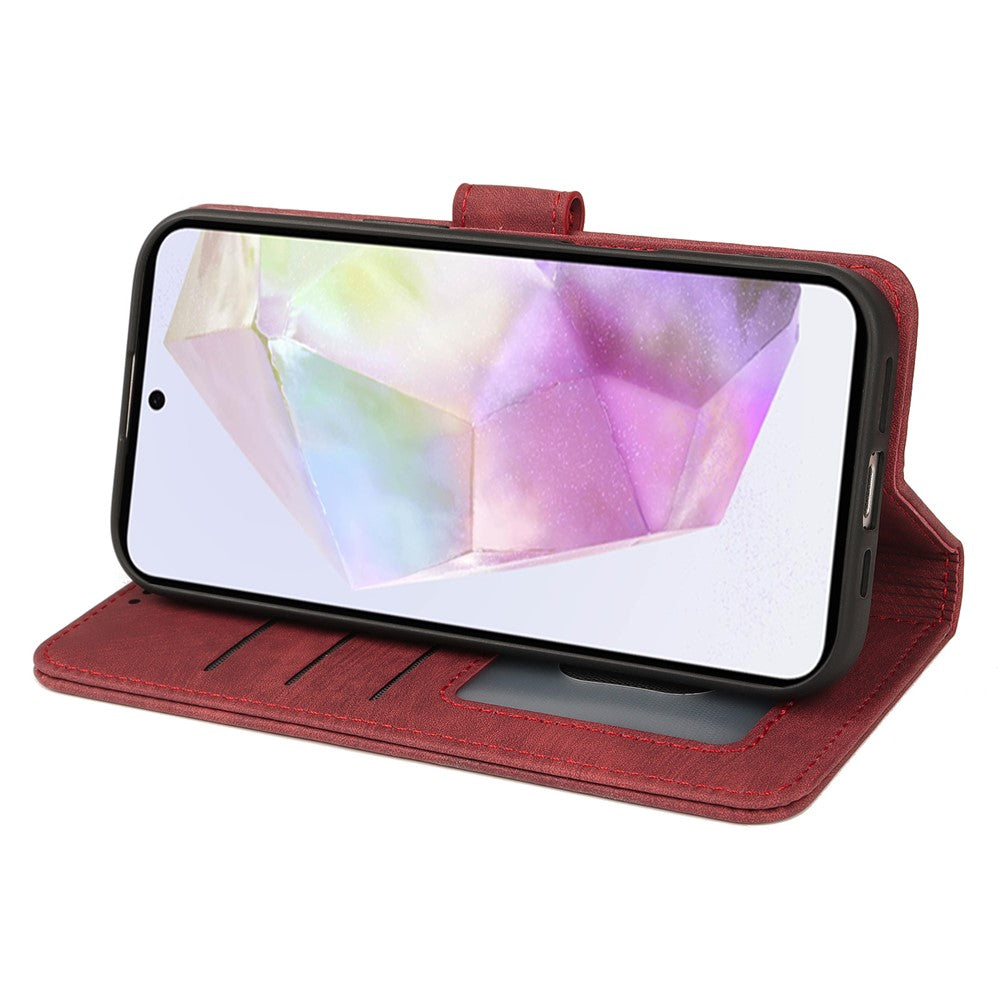 For Xiaomi 17 Pro Max Case Flip Wallet Striped Texture Leather Phone Cover - Red